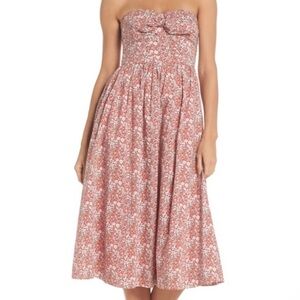 J crew Red Floral Strapless Dress